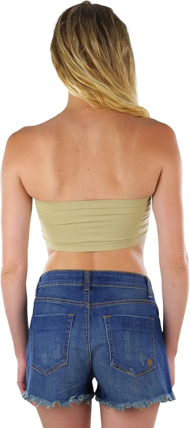 ToBeInStyle Women's Regular and Plus Size Removable Pads Ruched Bandeau Tube Bra