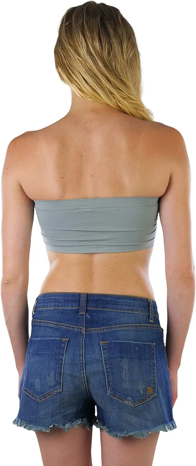 ToBeInStyle Women's Regular and Plus Size Removable Pads Ruched Bandeau Tube Bra