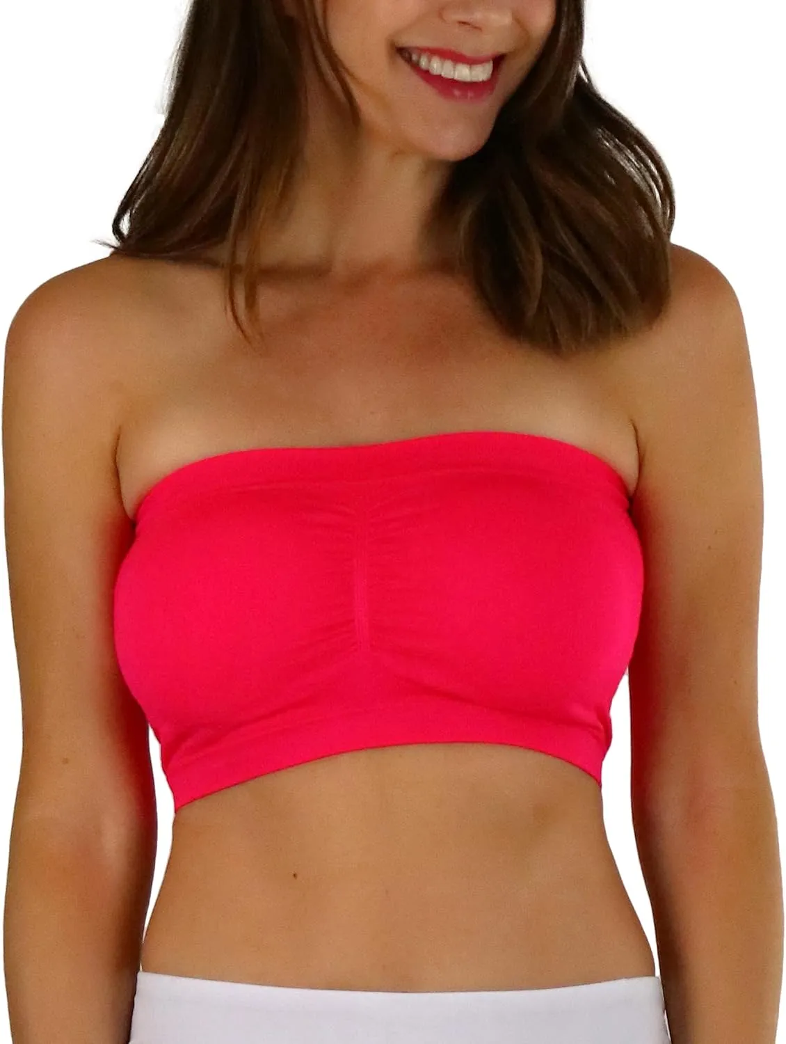 ToBeInStyle Women's Regular and Plus Size Removable Pads Ruched Bandeau Tube Bra