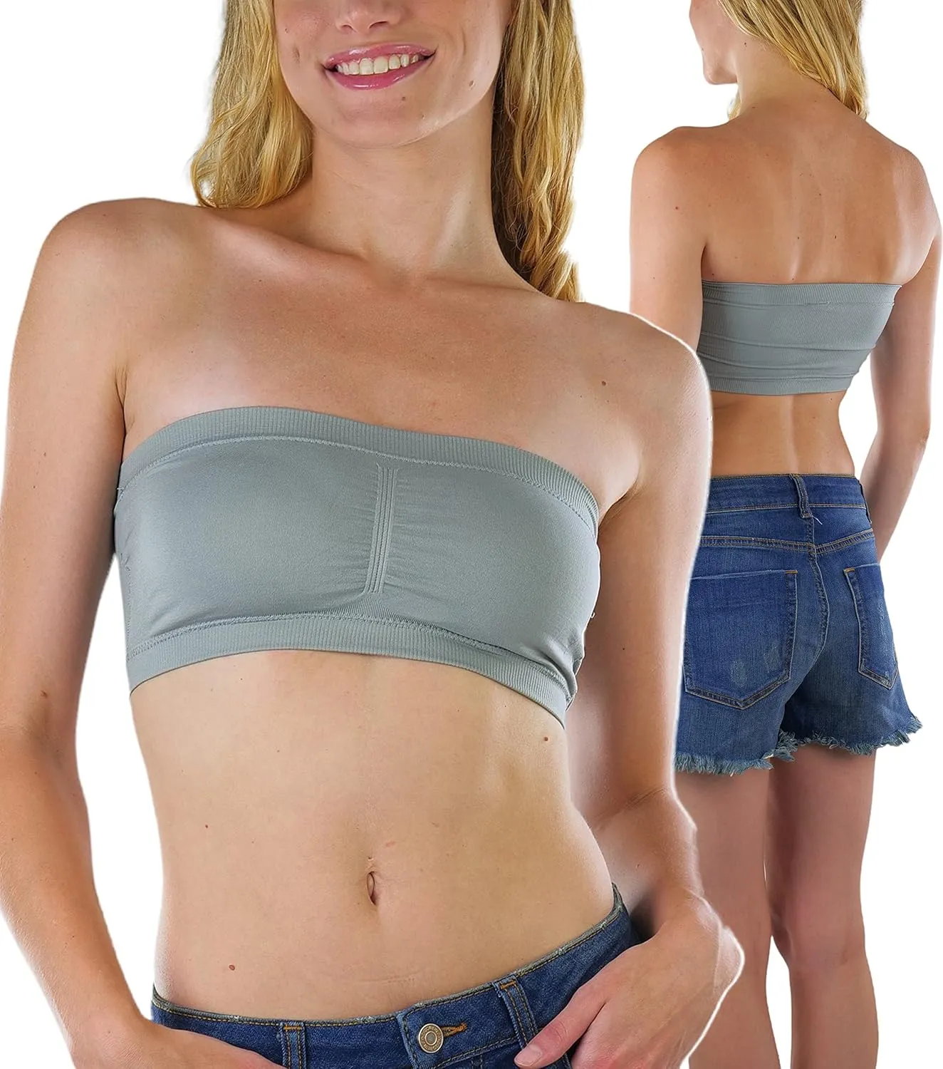 ToBeInStyle Women's Regular and Plus Size Removable Pads Ruched Bandeau Tube Bra