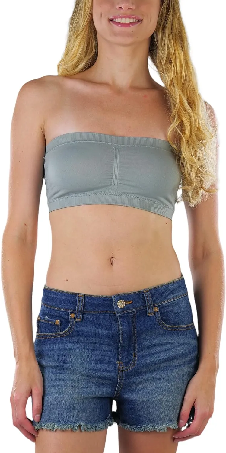 ToBeInStyle Women's Regular and Plus Size Removable Pads Ruched Bandeau Tube Bra