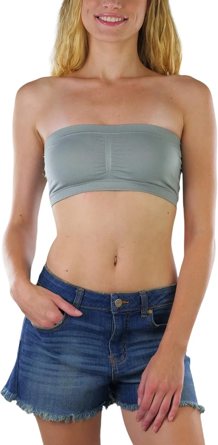 ToBeInStyle Women's Regular and Plus Size Removable Pads Ruched Bandeau Tube Bra