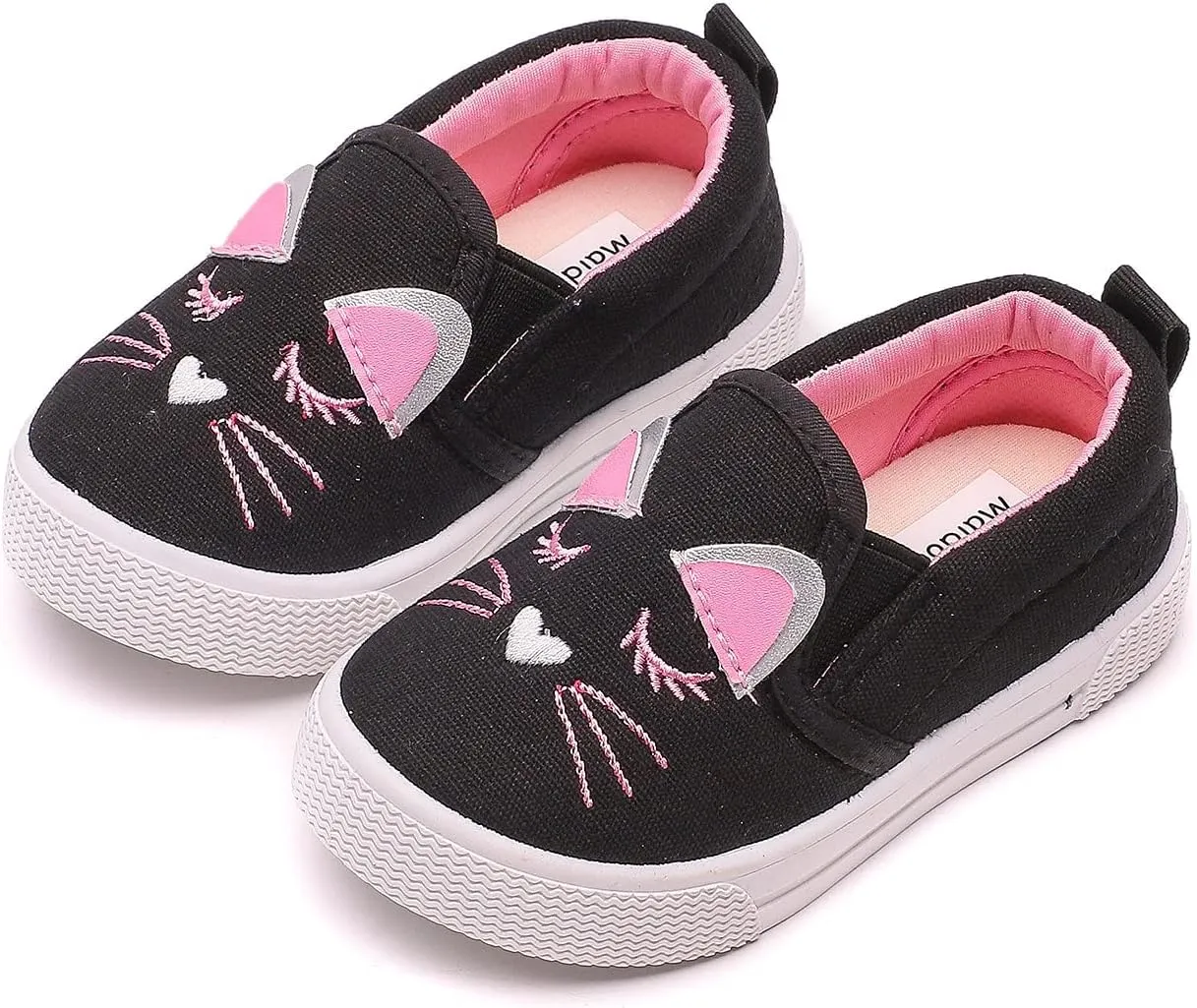 Toddler Canvas Sneakers for Girls Boys Casual Slip-on Loafers Shoes Flats for Little Kids Black