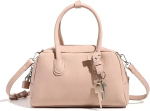 Top Handle Barrel Purse for Women Medium Suede Leather Crossbody Bags Vintage Work Totes Satchel Shoulder Handbag