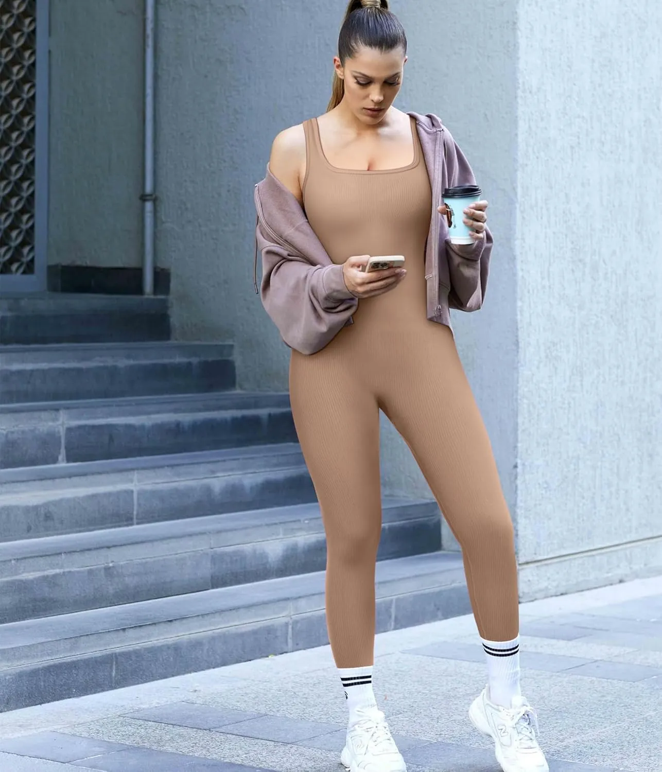 TrainingGirl One Piece Jumpsuits for Women Summer Workout Yoga Gym Rompers - Casual Cute Sleeveless Bodysuits Tank Top