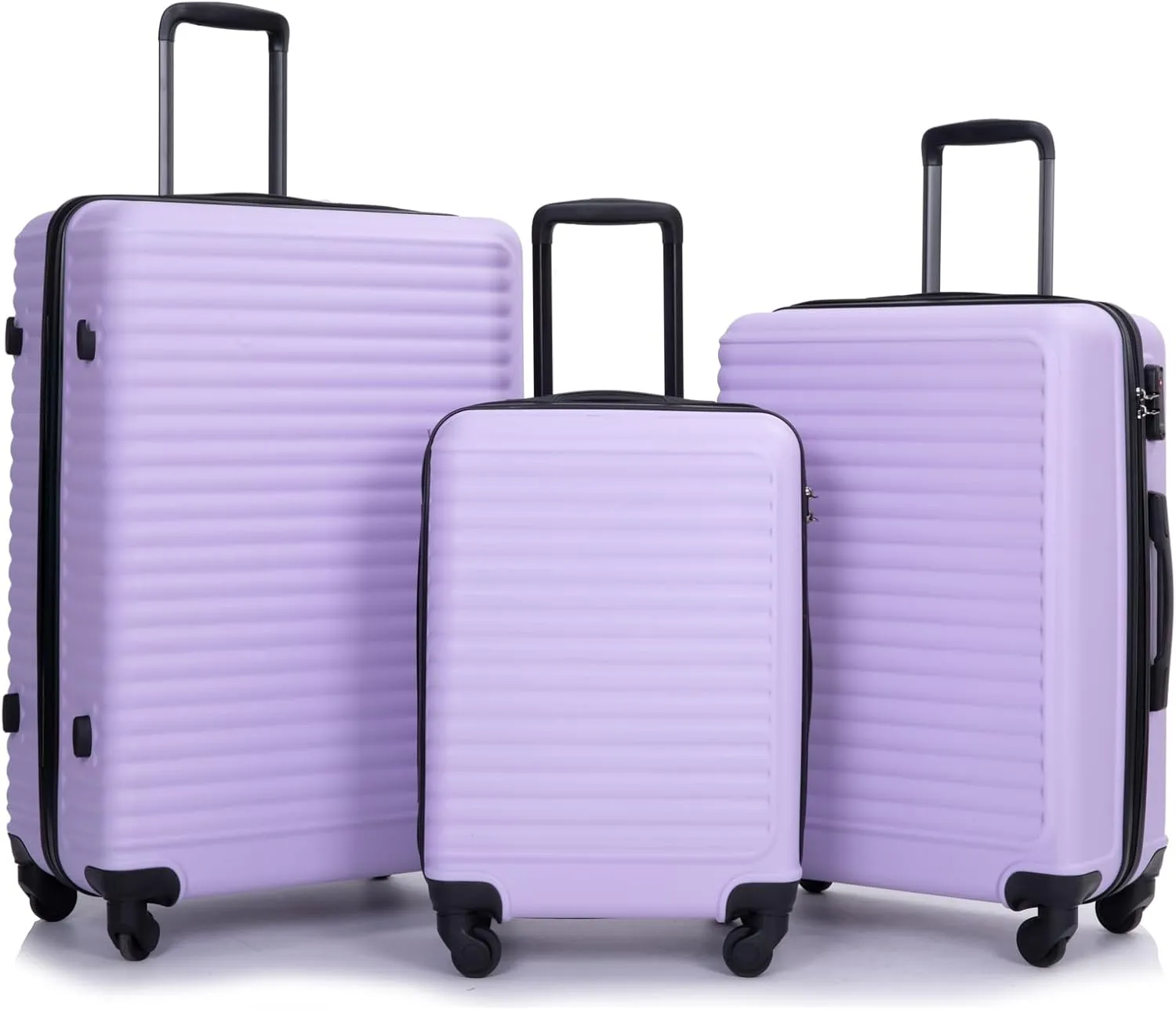 Travel Comfortably with 3-Piece Luggage Set, Lightweight ABS Suitcases with Spinner Wheels, Lavender Purple
