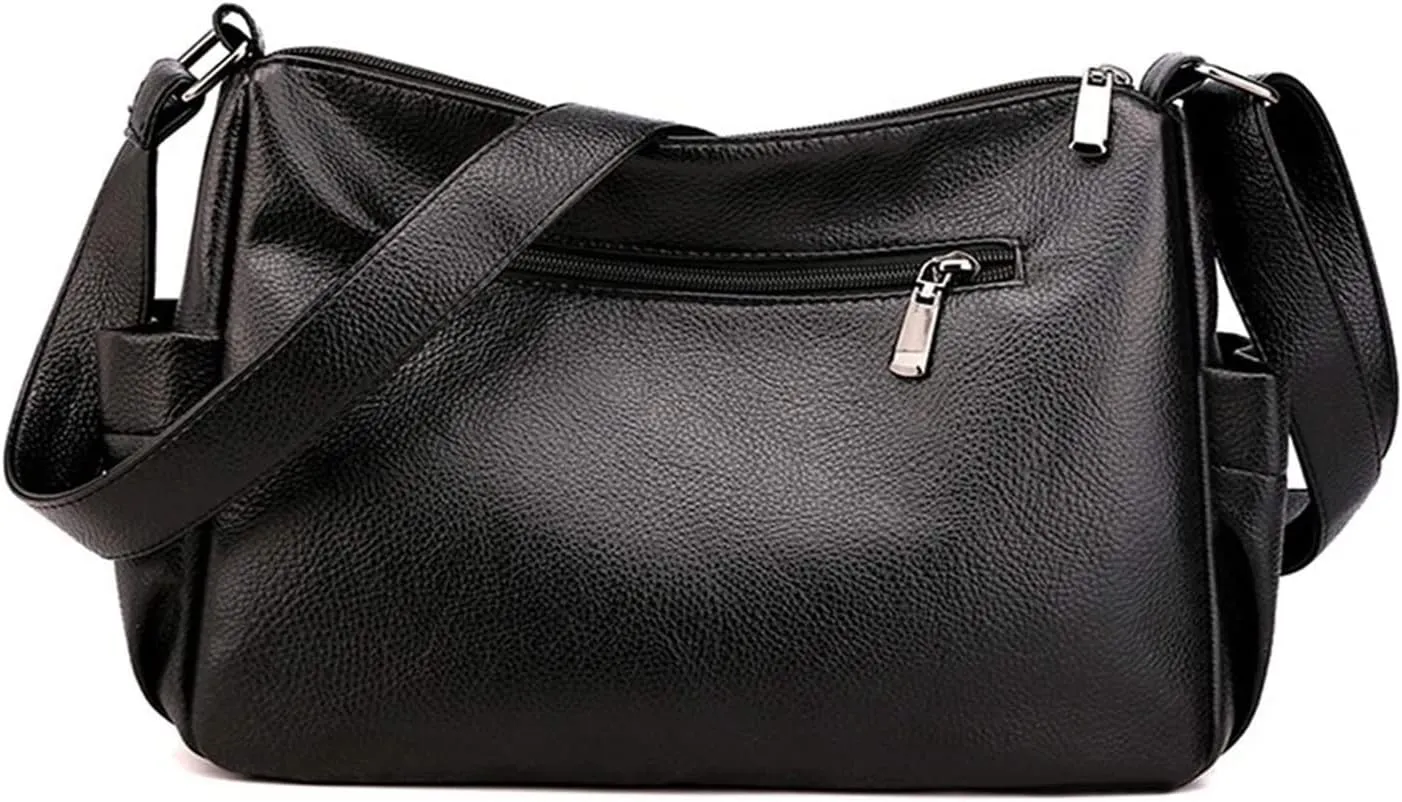 Travel Messenger Shoulder Purse Ladies Soft PU Leather Crossbody Bag Lightweight Casual Vintage Shoulder Bag