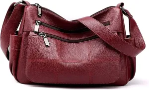 Travel Messenger Shoulder Purse Ladies Soft PU Leather Crossbody Bag Lightweight Casual Vintage Shoulder Bag
