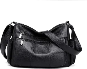 Travel Messenger Shoulder Purse Ladies Soft PU Leather Crossbody Bag Lightweight Casual Vintage Shoulder Bag
