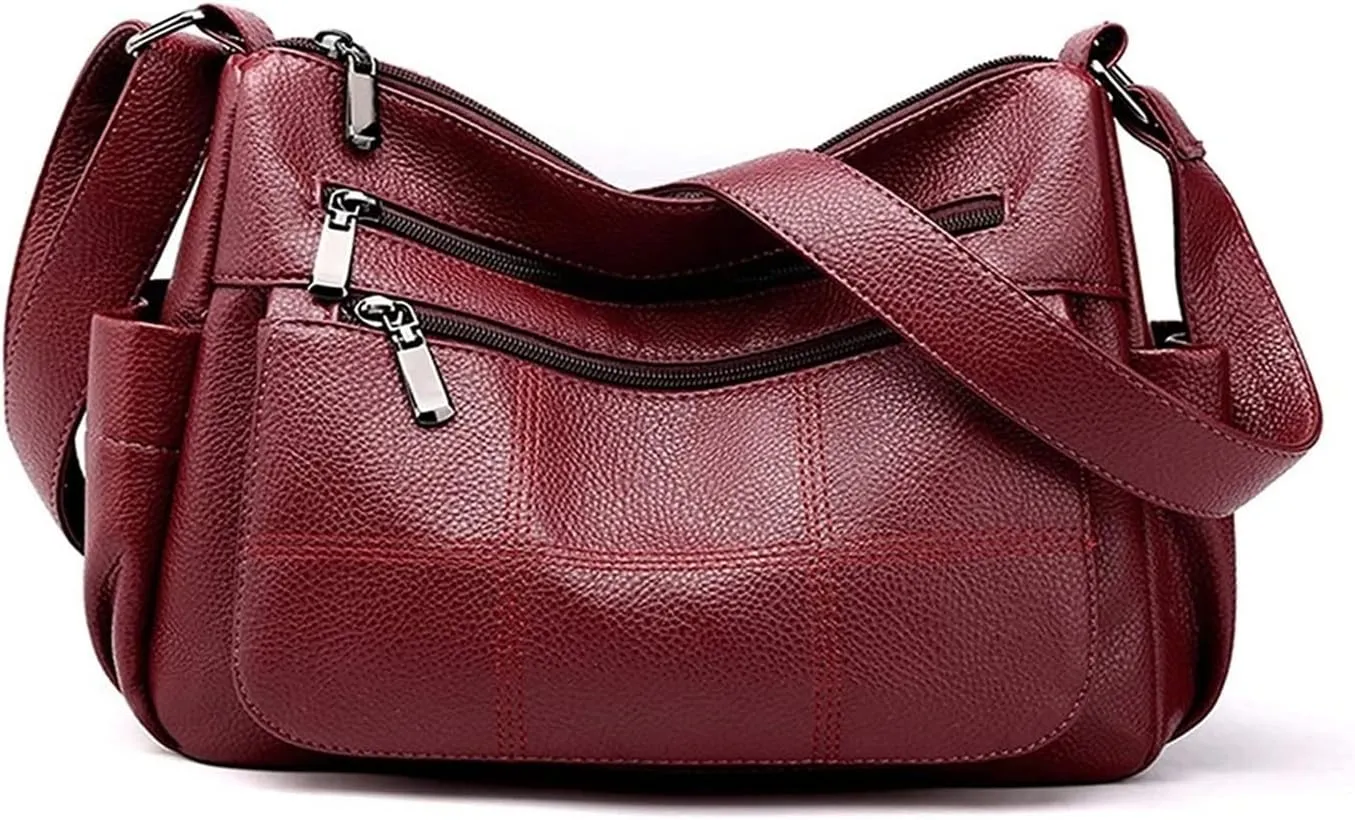 Travel Messenger Shoulder Purse Ladies Soft PU Leather Crossbody Bag Lightweight Casual Vintage Shoulder Bag