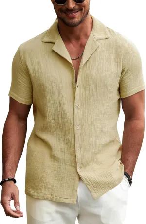 URRU Men's Shirts Short Sleeve Button Down Tropical Holiday Beach Hawaiian Shirts