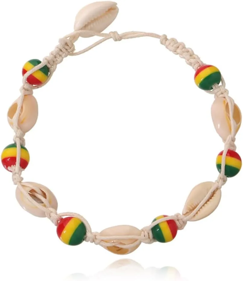 VALICLUD Ankle Chain Wooden Beads Shell Anklet Knitted Fashion Jewelry Stylish Accessory for Daily Wedding Dance