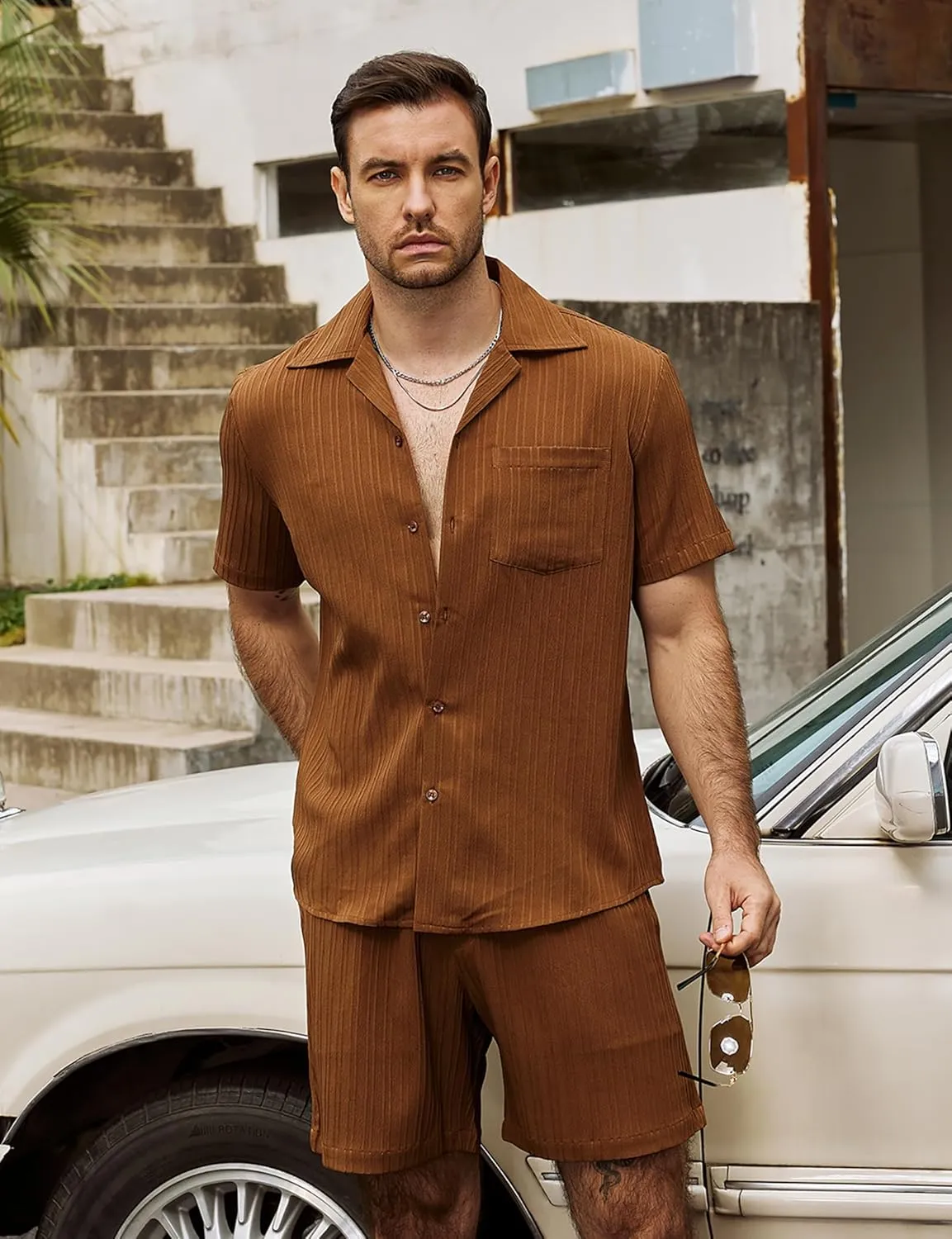 VATPAVE Mens Linen Shirts Casual Button Down Cuban Shirts Short Sleeve Summer Shirts Fashion Textured Beach Shirt with Pocket