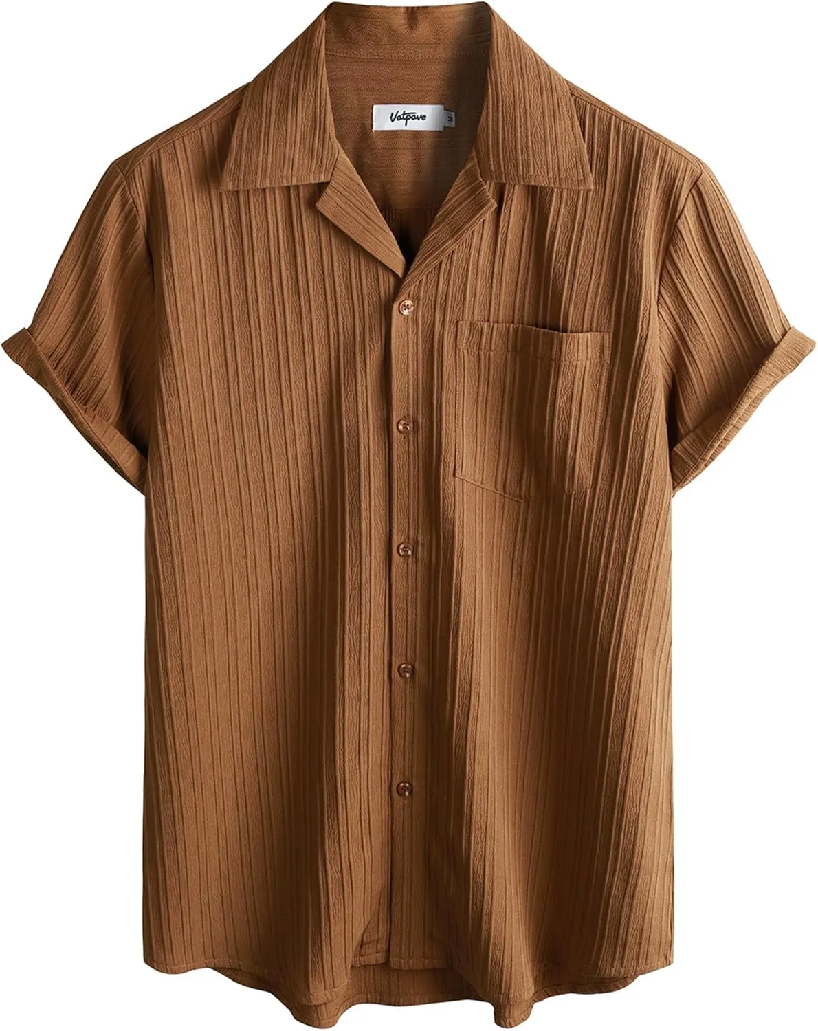 VATPAVE Mens Linen Shirts Casual Button Down Cuban Shirts Short Sleeve Summer Shirts Fashion Textured Beach Shirt with Pocket