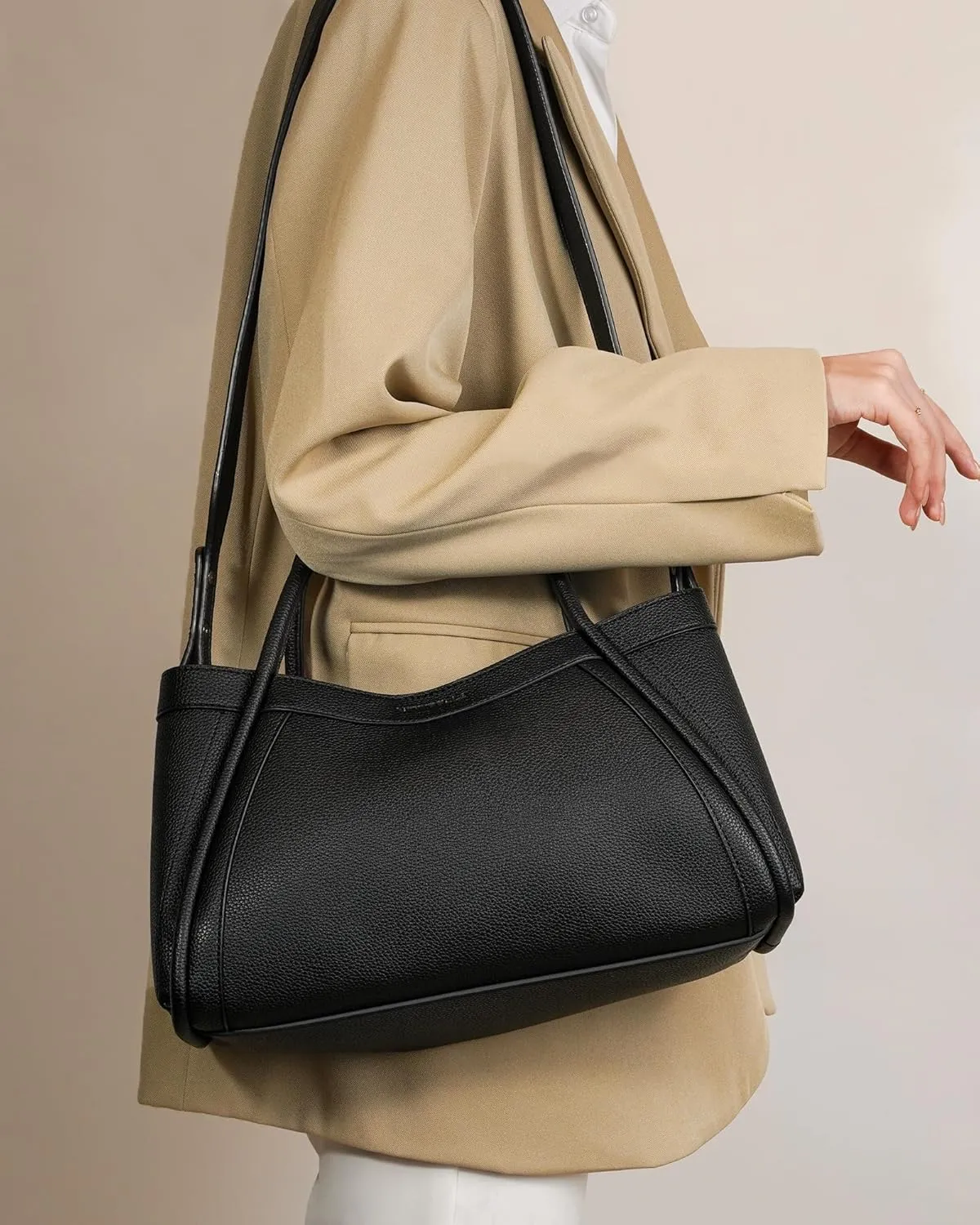 Vegan Leather Tote Bag for Women, Hobo Shoulder Bag, Crossbody Handbag with Matching Purse, Stylish Versatile
