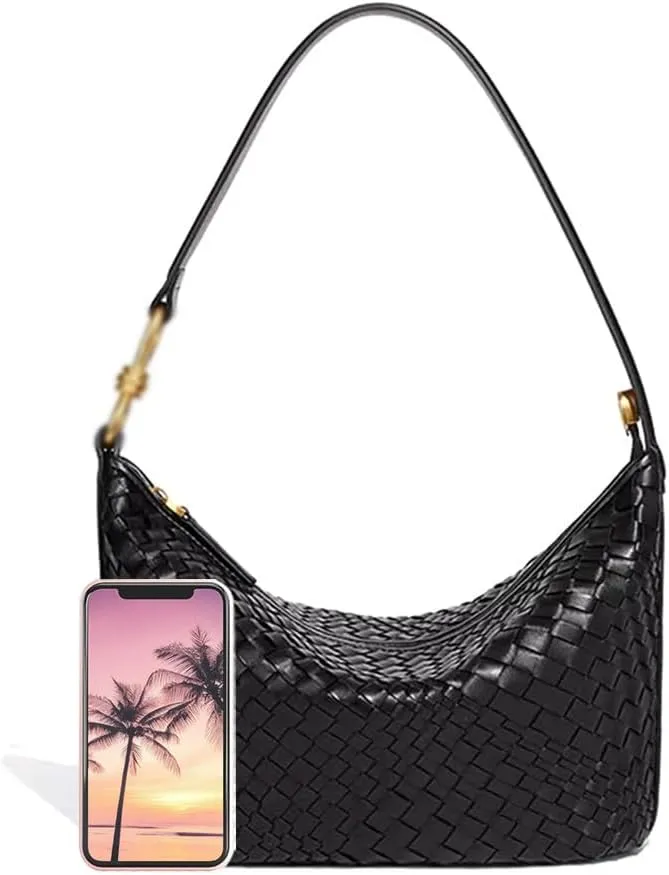 Vegan Leather Woven Bag for Women Top Handle Handbag Hobo Satchel Crossbody Bag Shoulder Purse