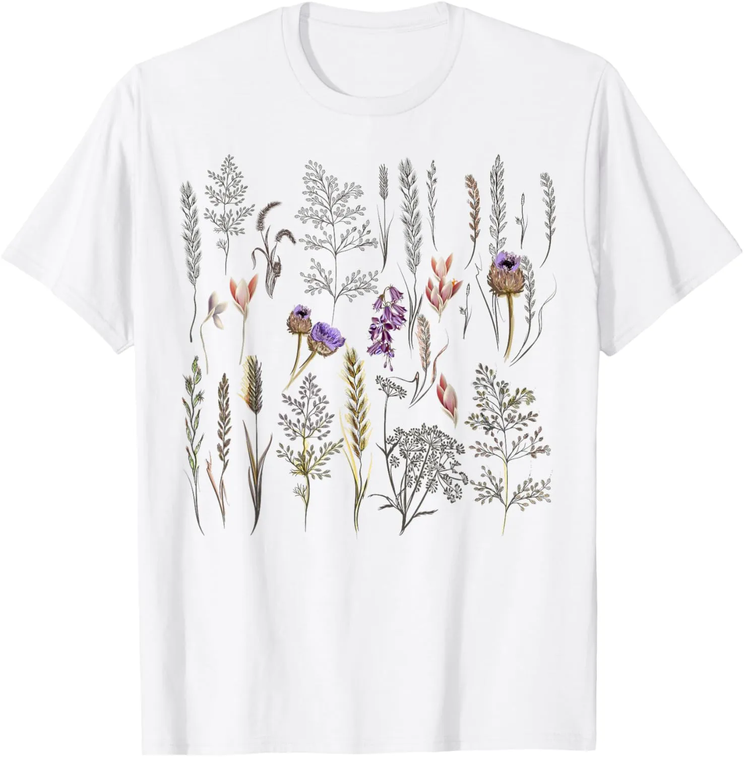 Vintage Pressed Flowers Blooming Floral Boho Wildflowers T-Shirt