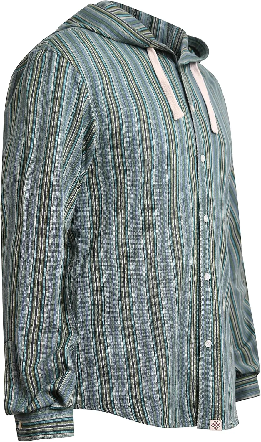 virblatt - Beach Shirts for Men | Cotton | Hippie Shirts Boho Summer Shirts for Men | Hooded | Cotton Shirt Casual Kurta
