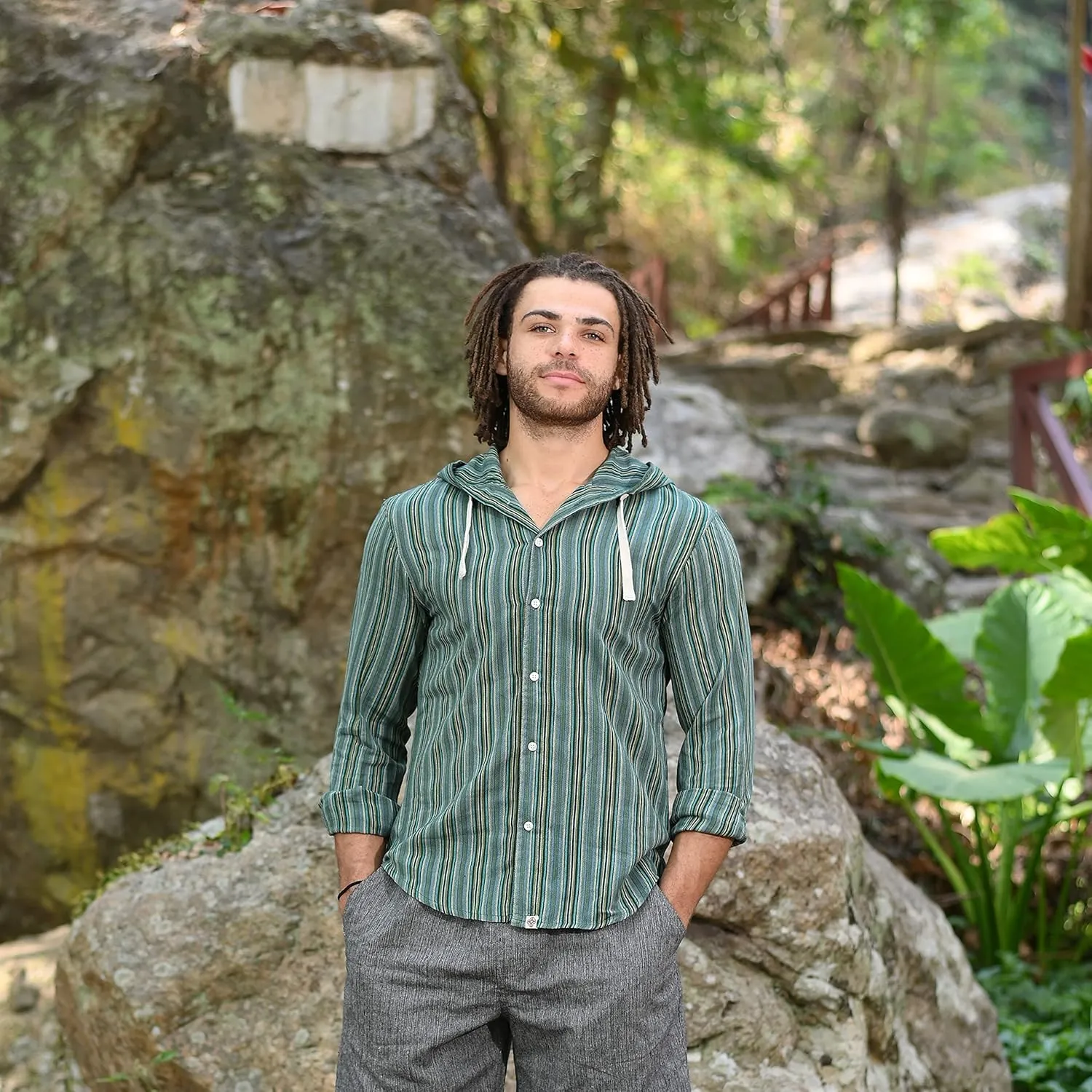 virblatt - Beach Shirts for Men | Cotton | Hippie Shirts Boho Summer Shirts for Men | Hooded | Cotton Shirt Casual Kurta
