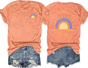 VVNTY Sunrise Sunset Shirts for Women: Retro Sunshine On My Mind T Shirt Beach Graphic Tees Summer Vacation Tops