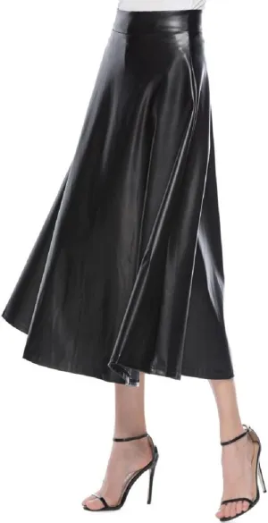 Waist High Solid Skirt Color Skirts Long Womens Line Leather Faux A Skirt Pleated Skirts for Women