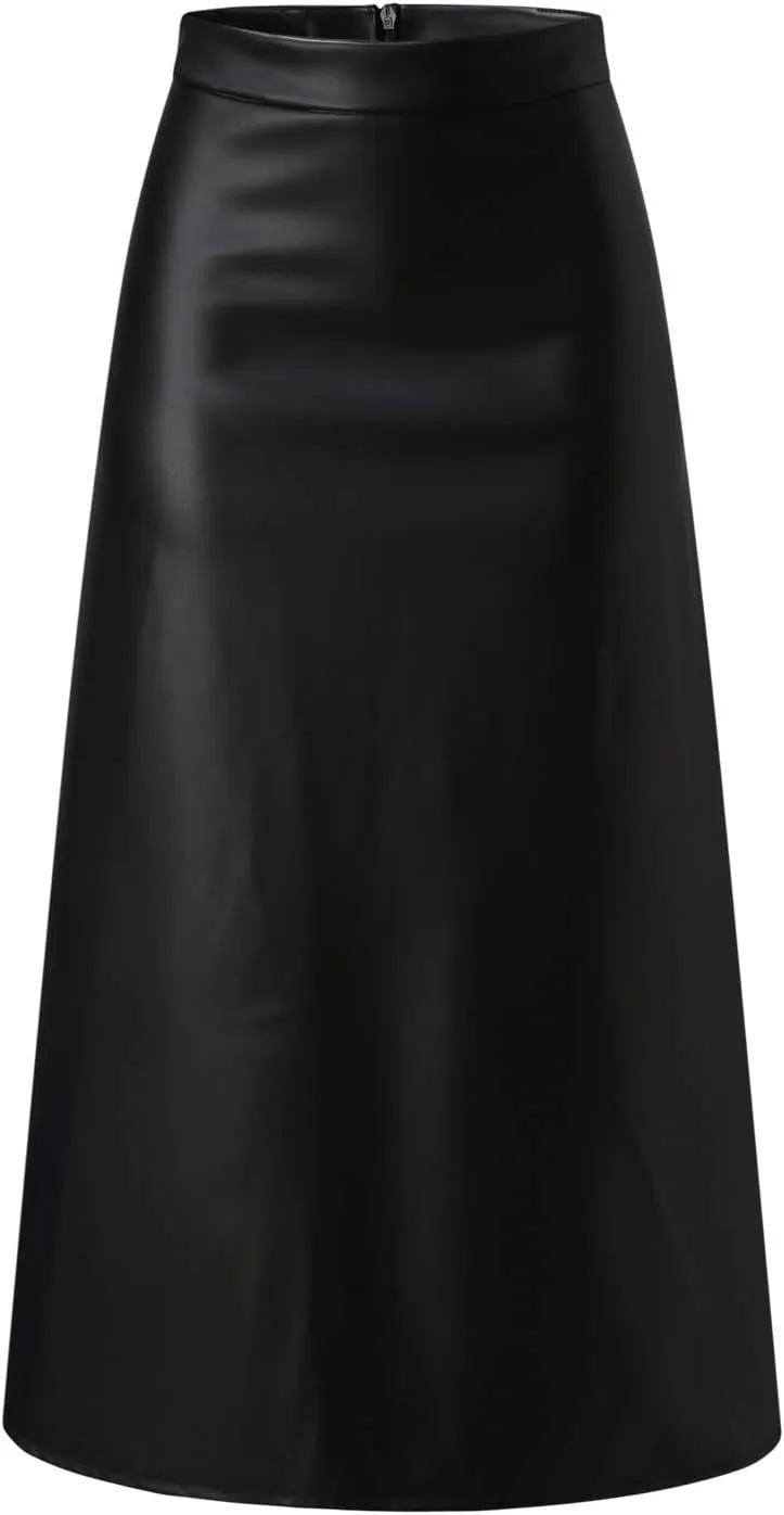 Waist High Solid Skirt Color Skirts Long Womens Line Leather Faux A Skirt Pleated Skirts for Women