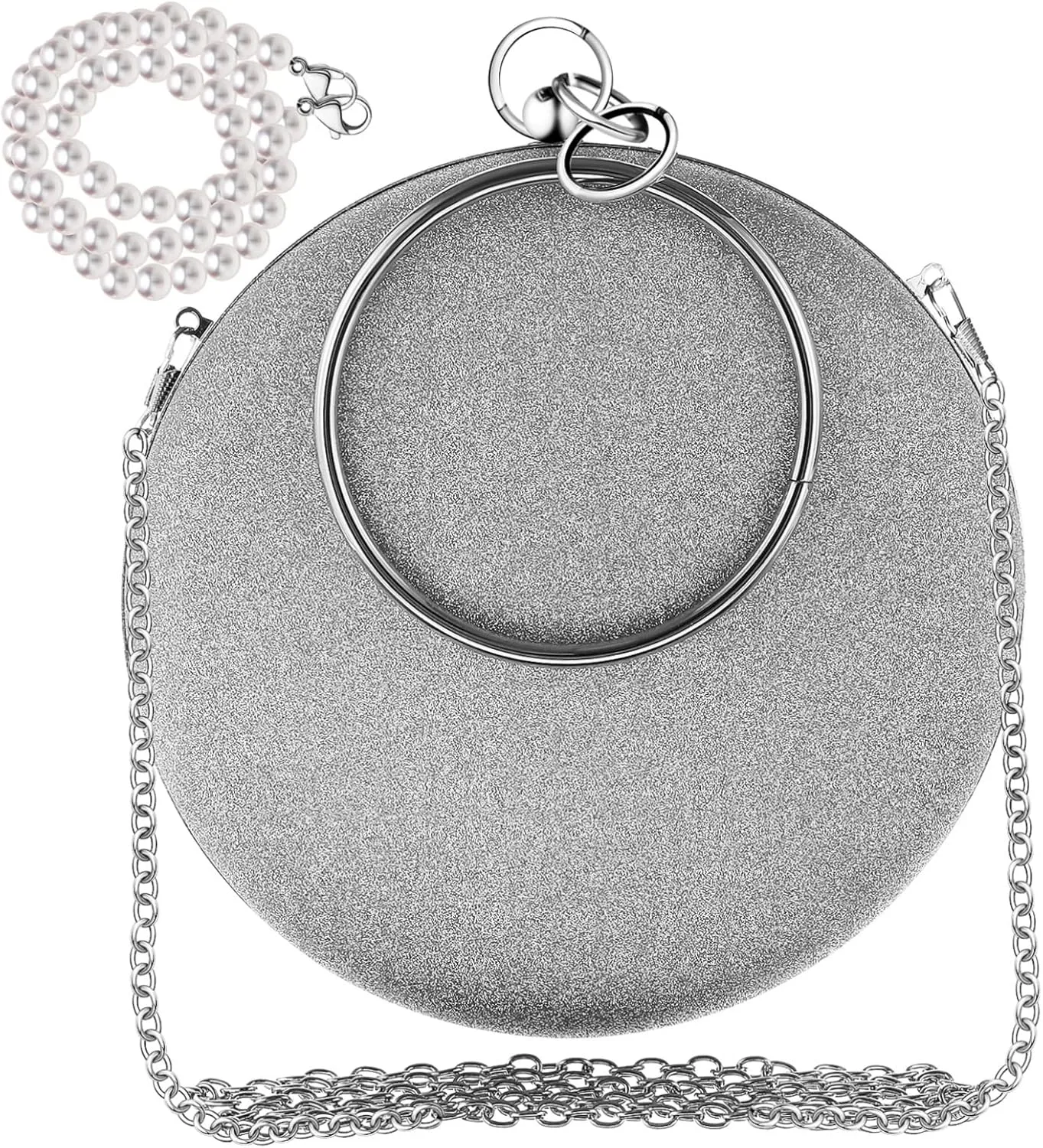 Wedding Cocktail Handbag Set Round Evening Bag with Chain Bridal Clutch Purse