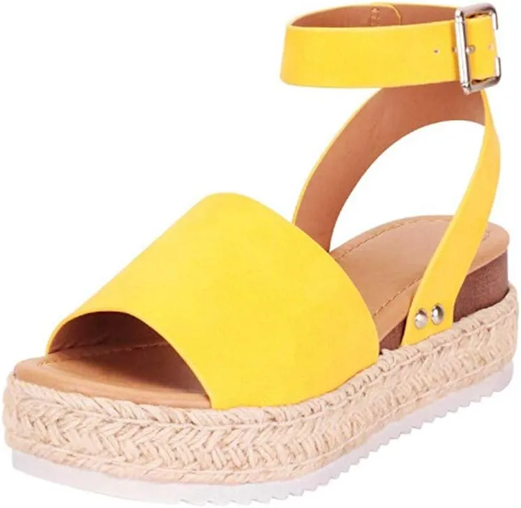 Wedge Sandals for Women Open Toe Espadrilles Sandals Dressy Summer Platform Sandals Breathable Sandals With Ankle Strap