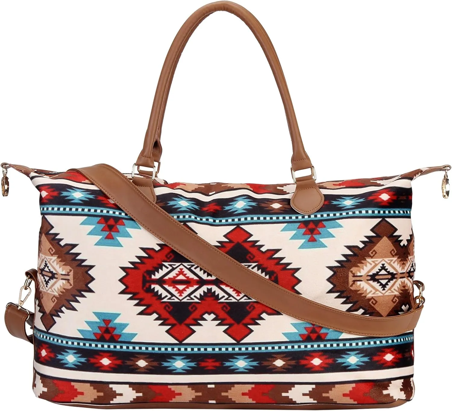 Weekender Bag Duffle Bag For Women Large Travel Tote Bag Overnight Weekend Bags With Shoulder Strap Cow Leopard Atzec