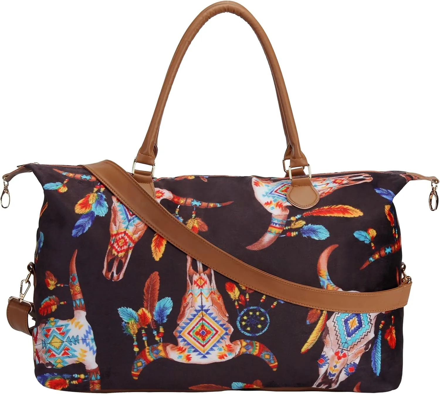 Weekender Bag Duffle Bag For Women Large Travel Tote Bag Overnight Weekend Bags With Shoulder Strap Cow Leopard Atzec