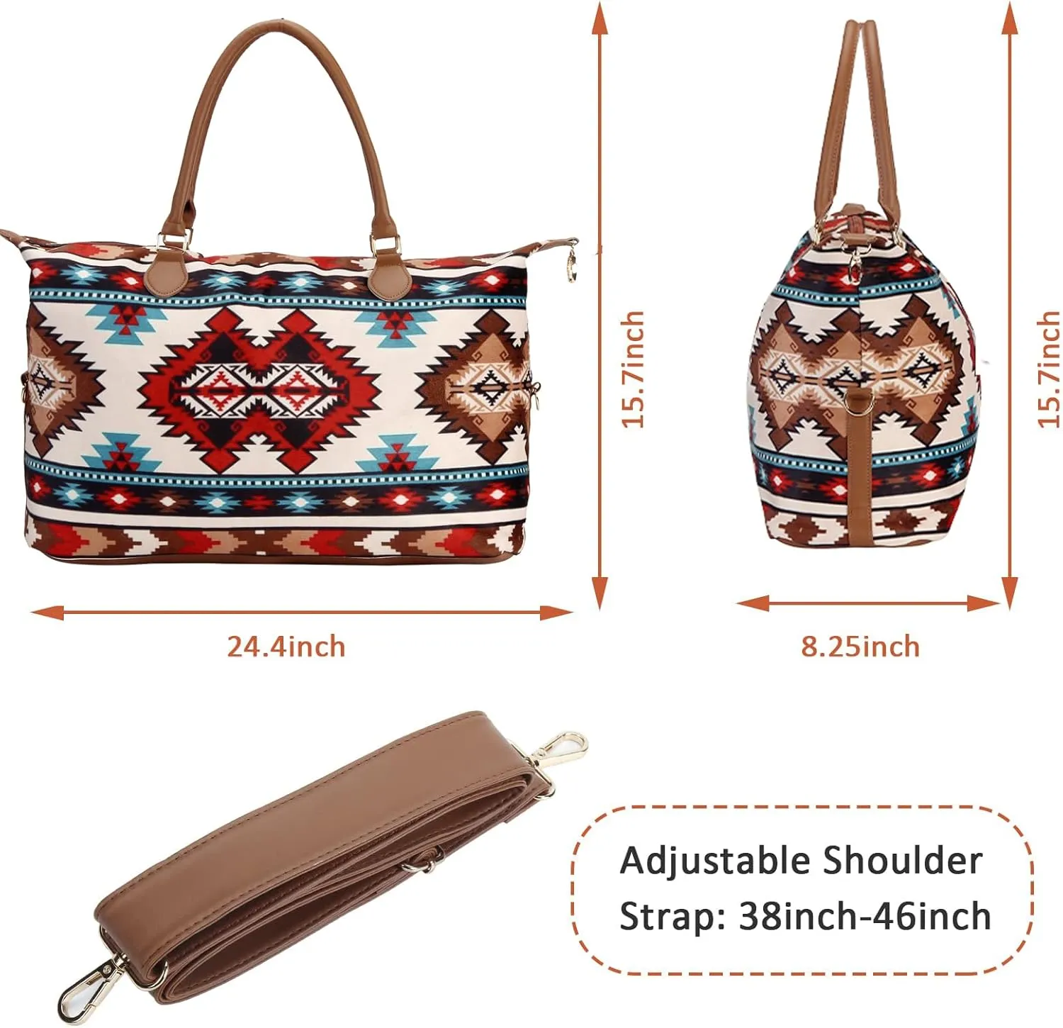 Weekender Bag Duffle Bag For Women Large Travel Tote Bag Overnight Weekend Bags With Shoulder Strap Cow Leopard Atzec