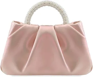 White Pearl Purse Women Soft Leather Evening Clutch Bag Wedding Prom Shoulder Crossbody Bag Small Chic Party Purse