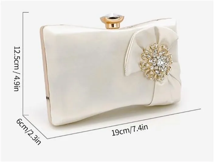 White Satin Evening Bag French Versatile Clutch Purses