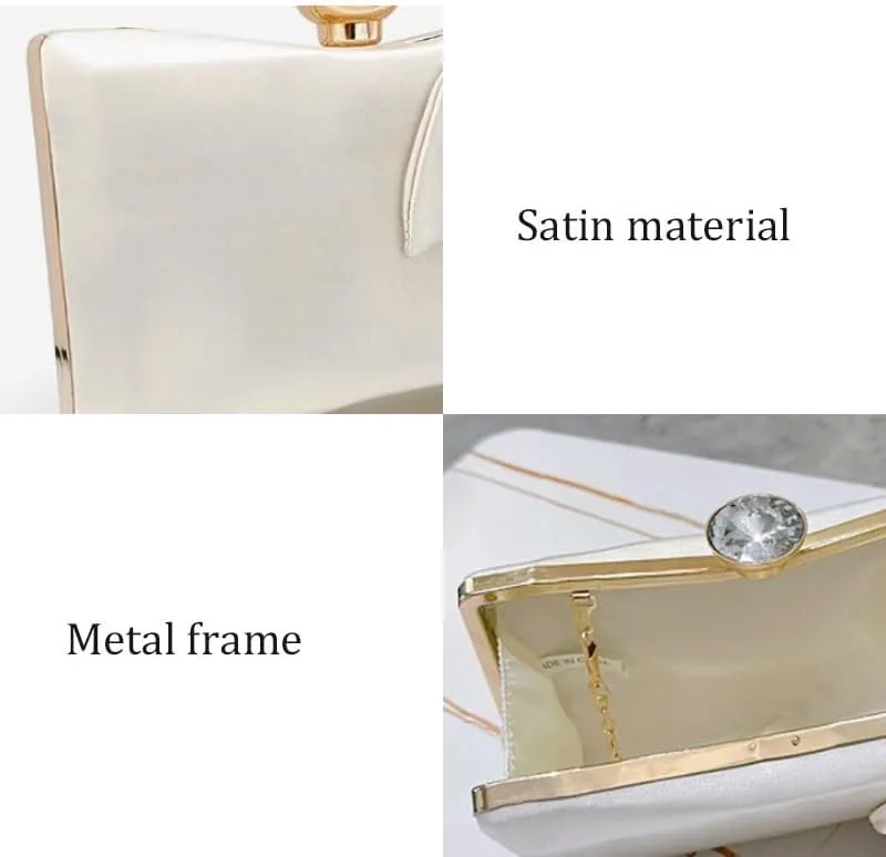 White Satin Evening Bag French Versatile Clutch Purses