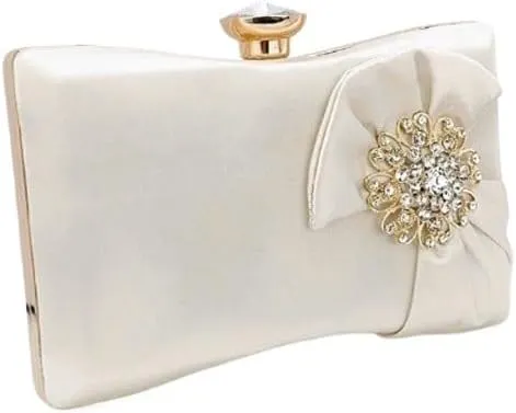 White Satin Evening Bag French Versatile Clutch Purses