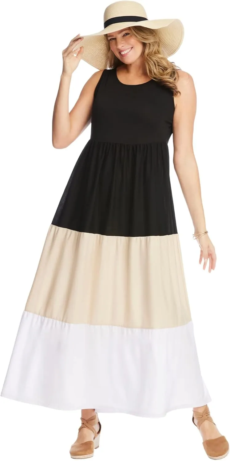 Woman Within Plus Size Colorblock Tiered Dress