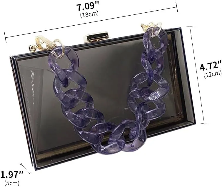 Women Acrylic Purse Clear Clutch See Through Handbags Transparent Purse Vintage Evening Bags Banquet Handbag Going Out Black