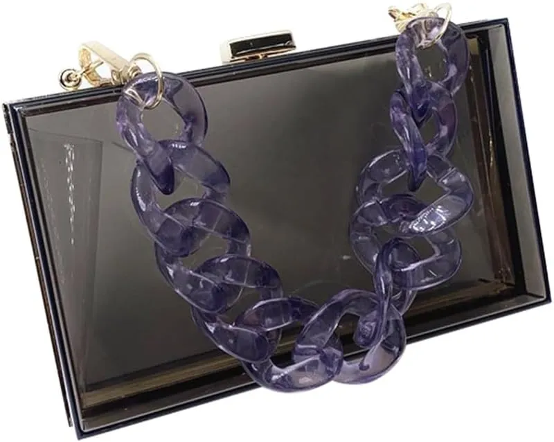 Women Acrylic Purse Clear Clutch See Through Handbags Transparent Purse Vintage Evening Bags Banquet Handbag Going Out Black