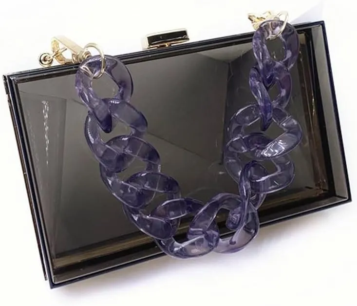 Women Acrylic Purse Clear Clutch See Through Handbags Transparent Purse Vintage Evening Bags Banquet Handbag Going Out Black