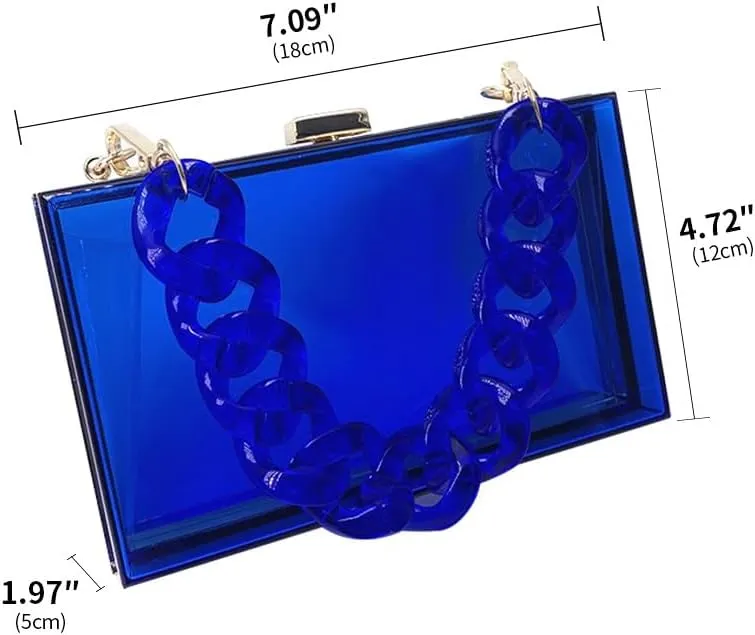 Women Acrylic Purse Clear Clutch See Through Handbags Transparent Purse Vintage Evening Bags Banquet Handbag Going Out Blue