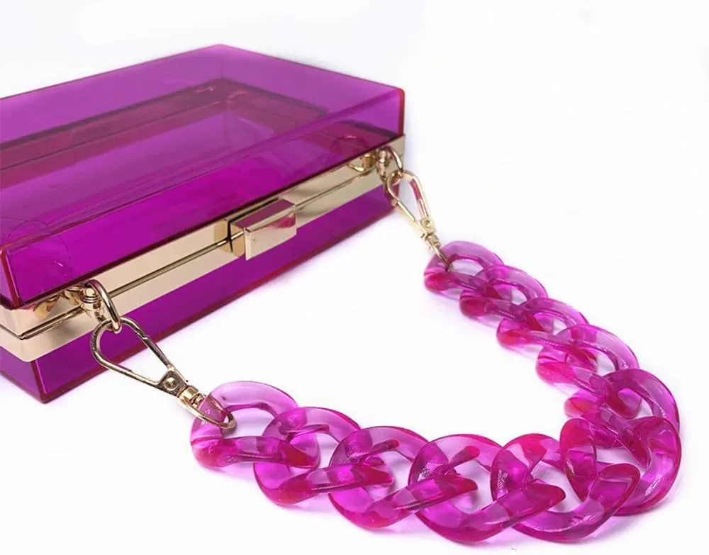 Women Acrylic Purse Clear Clutch See Through Handbags Transparent Purse Vintage Evening Bags Banquet Handbag Going Out Purple