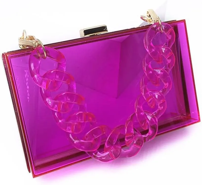 Women Acrylic Purse Clear Clutch See Through Handbags Transparent Purse Vintage Evening Bags Banquet Handbag Going Out Purple