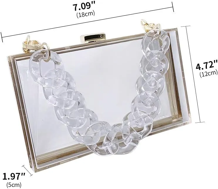 Women Acrylic Purse Clear Clutch See Through Handbags Transparent Purse Vintage Evening Bags Banquet Handbag Going Out White