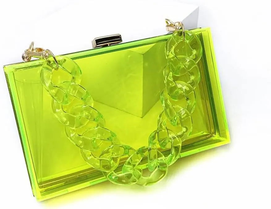 Women Acrylic Purse Clear Clutch See Through Handbags Transparent Purse Vintage Evening Bags Banquet Handbag Going Out Yellow