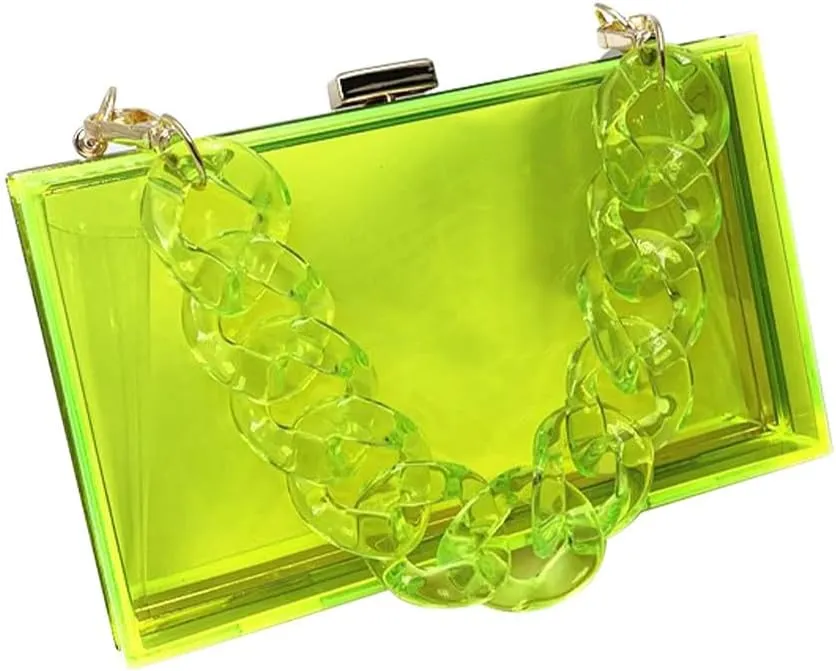 Women Acrylic Purse Clear Clutch See Through Handbags Transparent Purse Vintage Evening Bags Banquet Handbag Going Out Yellow