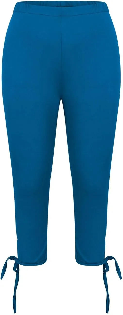 Women Bow Trouser Legs Capri Trousers Ladies Knee Length Shorts Cropped Capris Yoga Gym Pants Three Quarter Half Pant