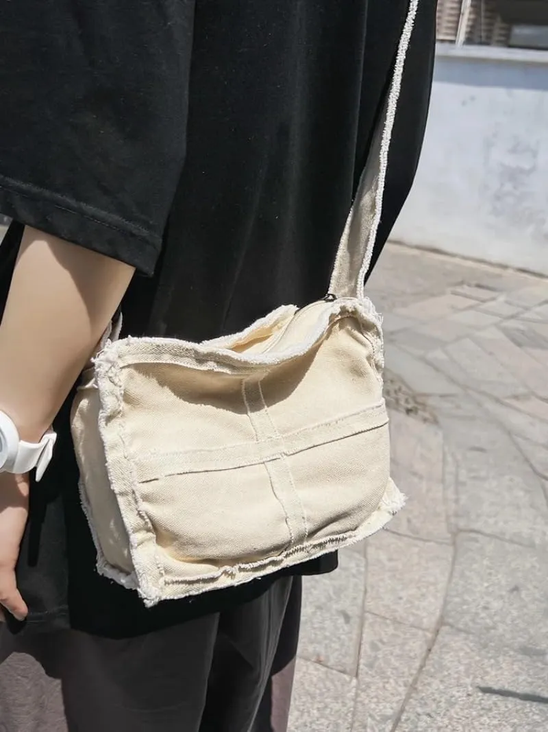 Women Canvas Shoulder Bag Vintage Small Messenger Retro Crossbody Bags Cute Zipper Purse Aesthetic Tote Bags