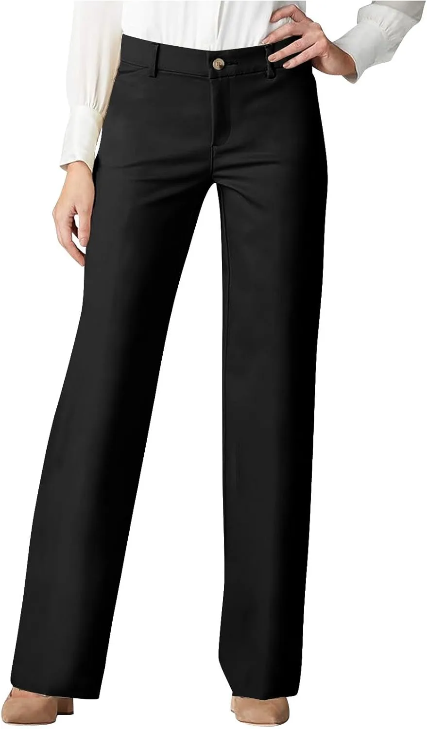 Women Dress Pants Flare Leggings Work Office Pant Wide Leg Slacks High Waist Bootcut Business Trousers Bottoms Clothes