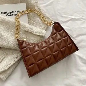 Women Handbags Shoulder Bags, Satchel Tote Bag, Fashion Simple Underarm Shoulder Bags for Women Plaid PU Leather Armpit Handbags Purse Female Design Pouch Hobo Bag