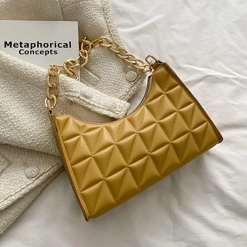 Women Handbags Shoulder Bags, Satchel Tote Bag, Fashion Simple Underarm Shoulder Bags for Women Plaid PU Leather Armpit Handbags Purse Female Design Pouch Hobo Bag
